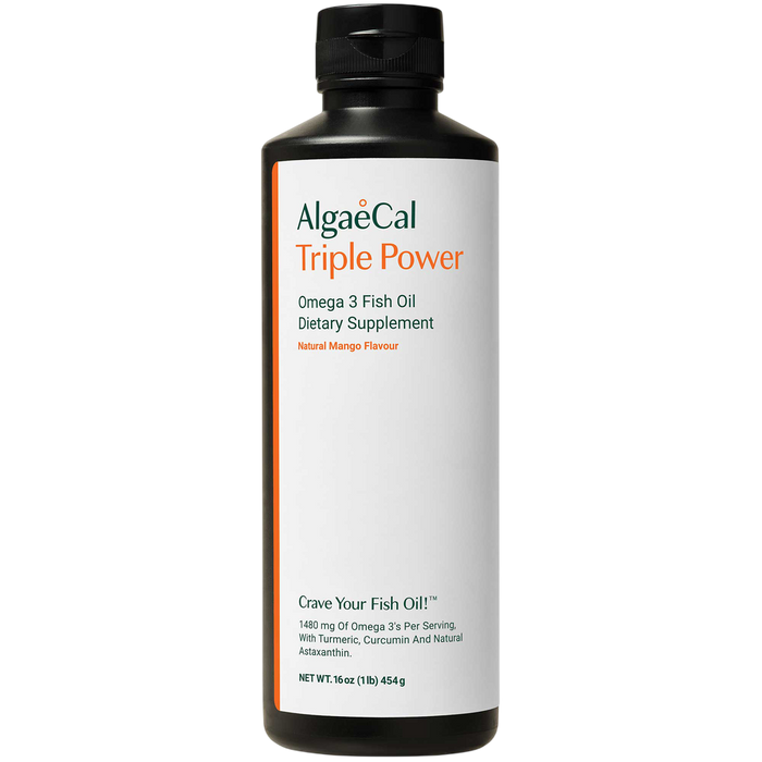AlgaeCal Triple Power Omega-3 Fish Oil, 16 oz, front of bottle