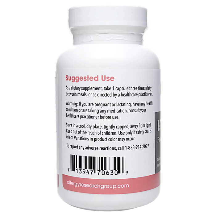 Allergy Research Group L-Tyrosine 500 mg 100 capsules suggested use label