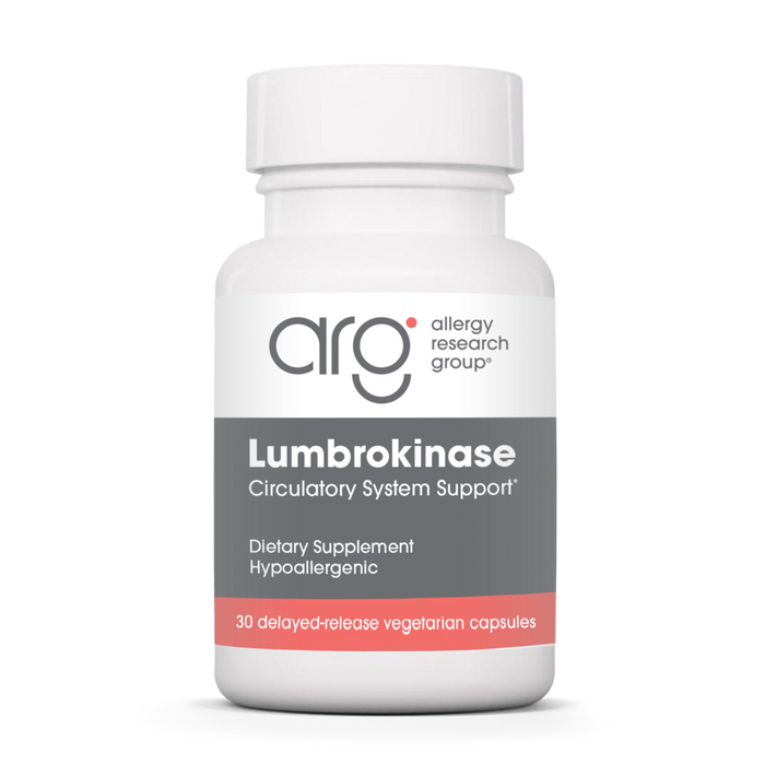 Allergy Research Group Lumbrokinase 32 mg, 30 capsules, front of bottle