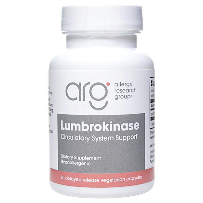 Allergy Research Group Lumbrokinase 32 mg, 60 capsules, front of bottle