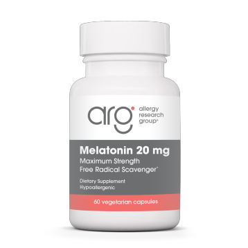 Allergy Research Group Melatonin 20 mg, 60 vegetable capsules, front of bottle