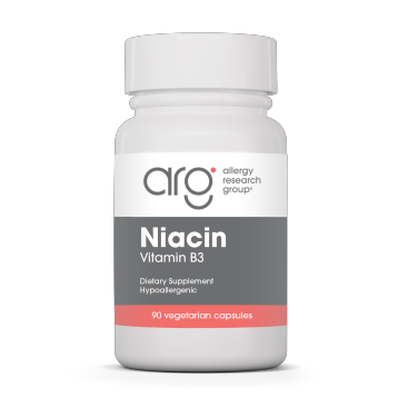 Allergy Research Group Niacin Vitamin B3 250 mg, 90 capsules, front of bottle