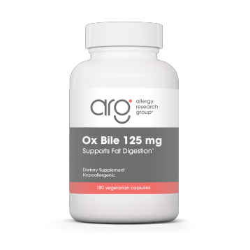 Allergy Research Group Ox Bile 125 mg, 180 vegetable capsules, front of bottle