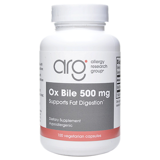 Allergy Research Group Ox Bile 500 mg, 100 capsules, front of bottle