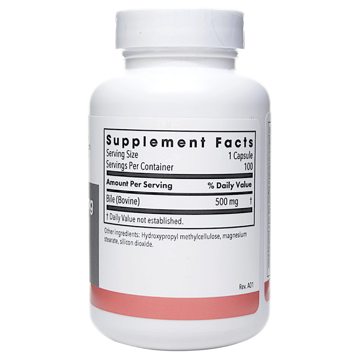 Allergy Research Group Ox Bile 500 mg 100 capsules supplement facts label