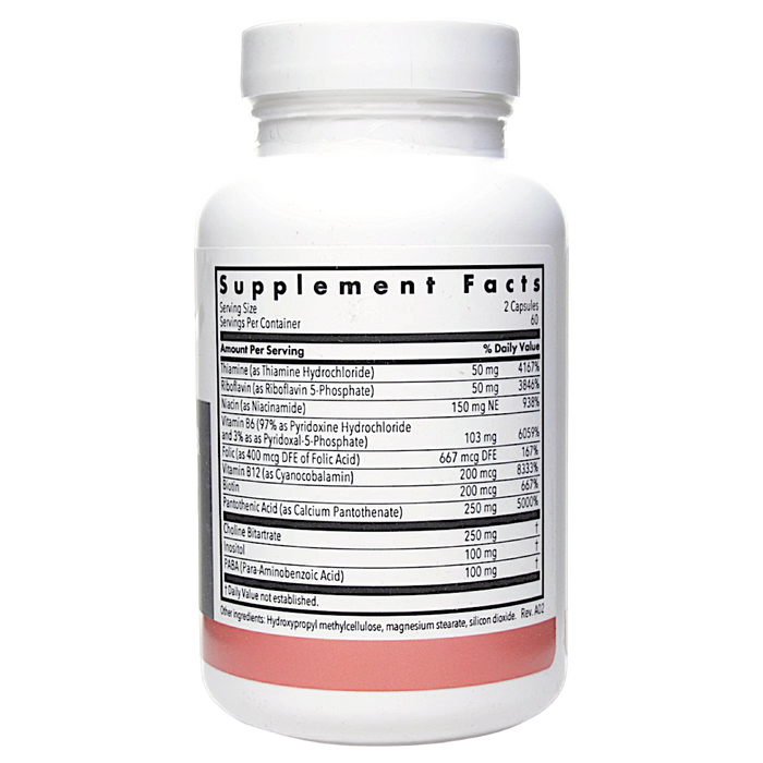 Allergy Research Group Super B Complex 120 capsules supplement facts label