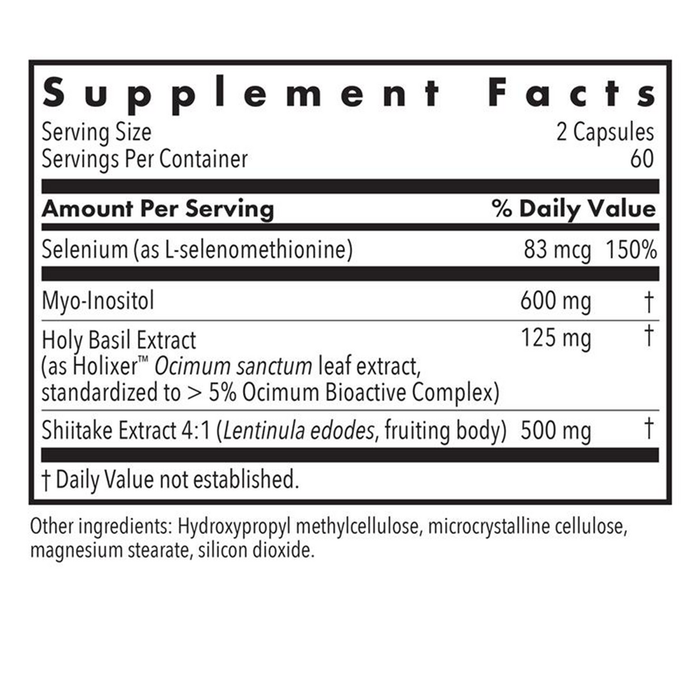 Allergy Research Group Thyroid Zen Defense 120 capsules supplement facts label