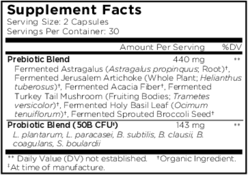 Amen SBO Probiotic 50 billion CFU Supplement Facts
