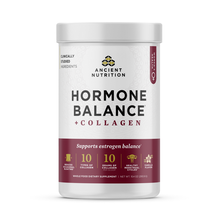 Ancient Nutrition Hormone Balance + Collagen, 10.4 oz, front of jar