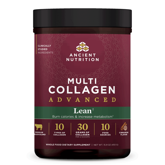 Ancient Nutrition Multi Collagen Advanced Lean Cinnamon, 25 servings, front of jar