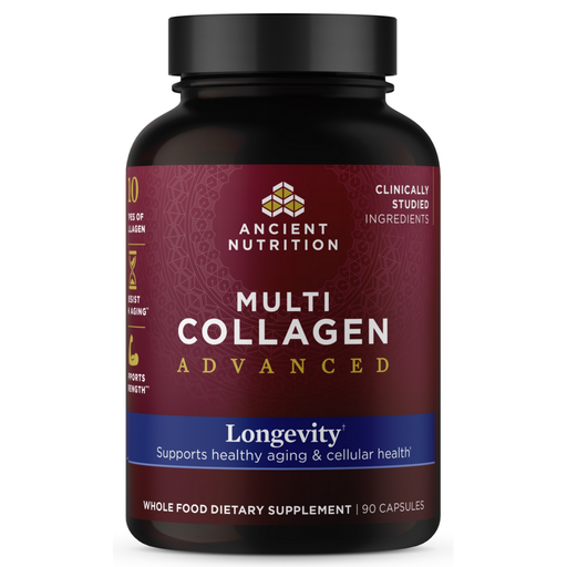 Ancient Nutrition Multi Collagen Advanced Longevity, 90 capsules, front of bottle