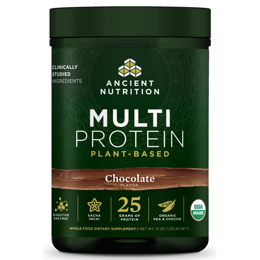Ancient Nutrition Multi Protein Plant-Based Chocolate, 15 servings, front of jar