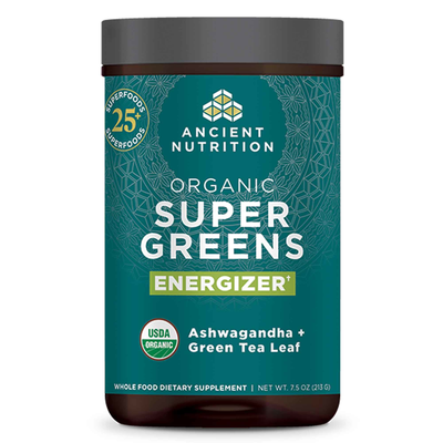 Ancient Nutrition Organic SuperGreens Energizer - Powder, 213 g, front of jar