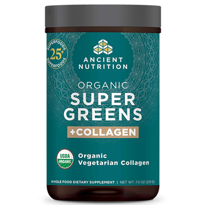 Ancient Nutrition Organic SuperGreens + Collagen, 213 g, front of jar