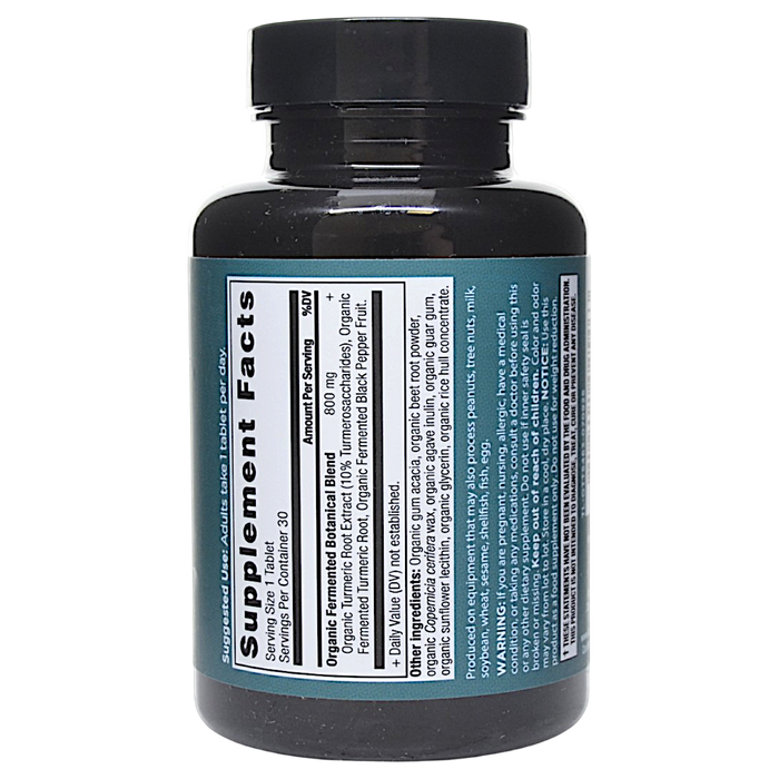 Ancient Nutrition Turmeric 800 mg 30 tablets supplement facts label
