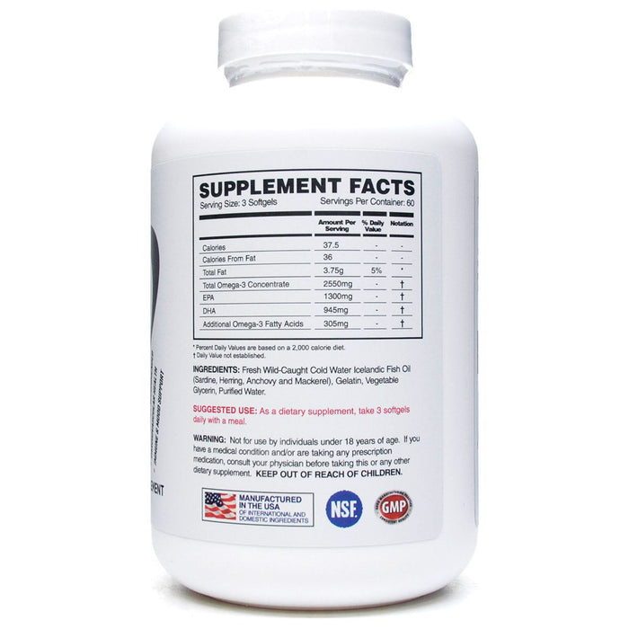 Apollon Nutrition Alpha of Omegas Fish Oil 180 capsules supplement facts label