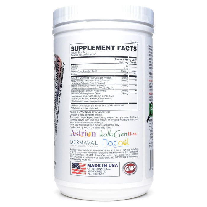 Apollon Nutrition Collagen Rejuvenate & Fortify 14.81 oz supplement facts label