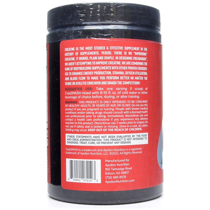 Apollon Nutrition CreaSMASH Creatine Nitrate 12.7 oz label information panel