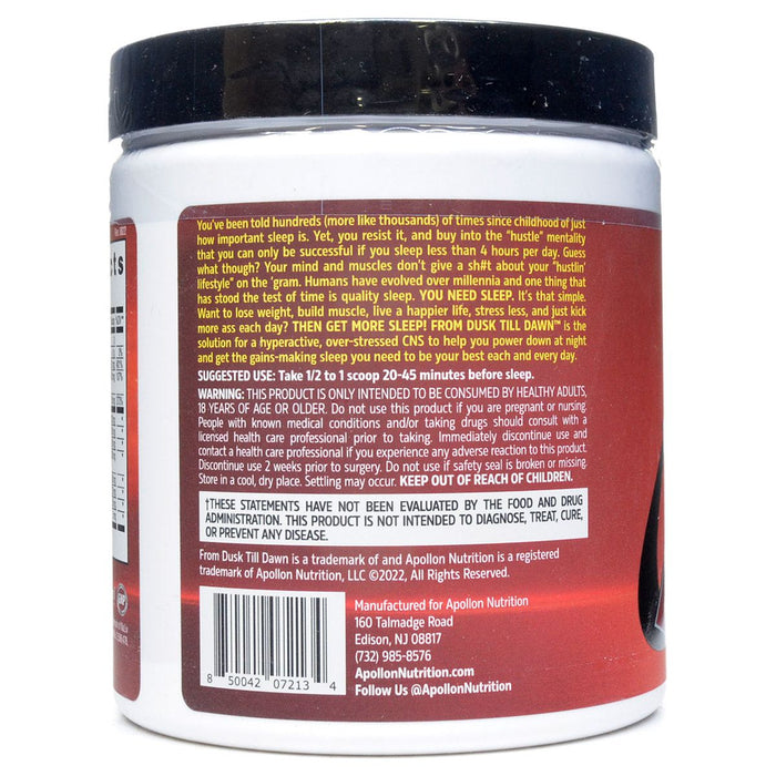 Apollon Nutrition From Dusk Till Dawn Honey Lemon Tea 240 g label information panel