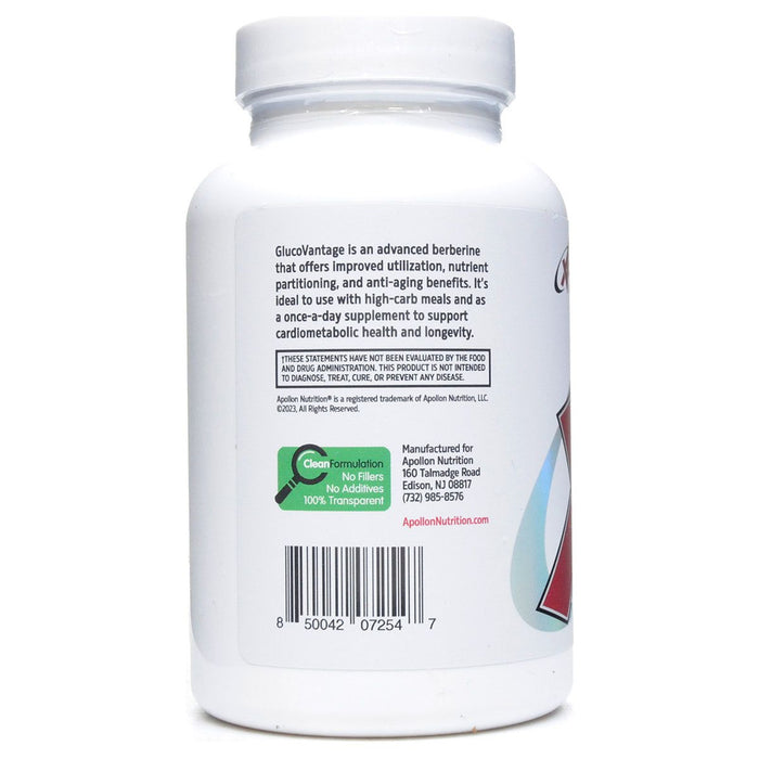 Apollon Nutrition GlucoVantage 90 capsules label information panel