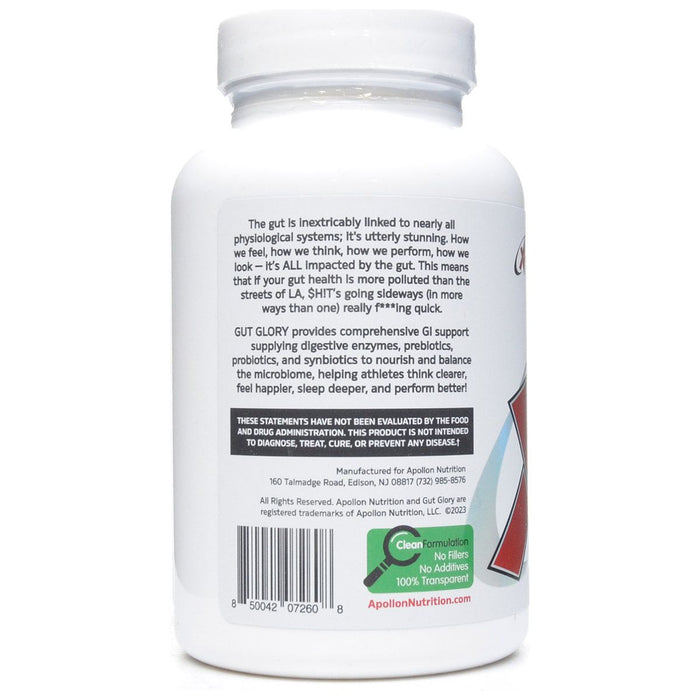 Apollon Nutrition Gut Glory 90 capsules label information panel