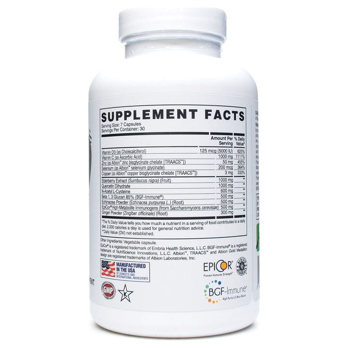 Apollon Nutrition Resistance Immune Support 210 vegetable capsules supplement facts label