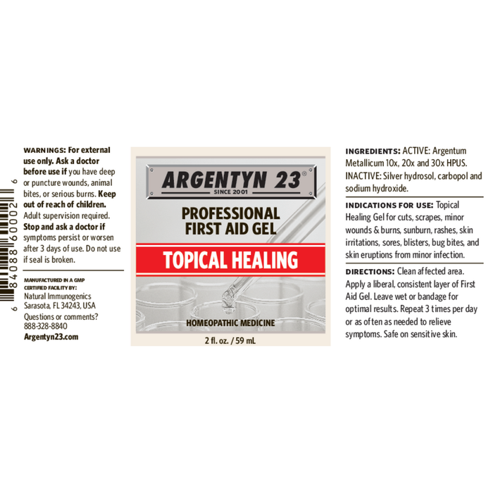 Argentyn 23 Professional First Aid Gel 2 oz full label