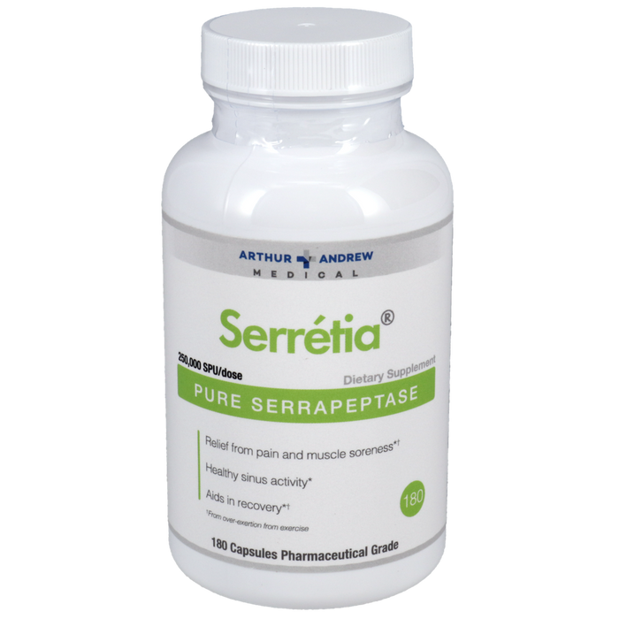 Arthur Andrew Medical Serretia, 180 capsules, front of bottle