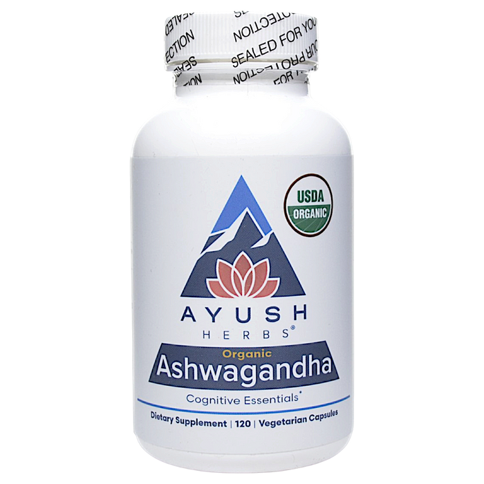Ayush Herbs Ashwagandha, 120 capsules, front of bottle