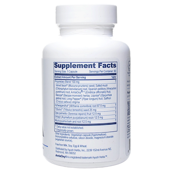 Ayush Herbs AyuTest 90 capsules supplement facts label