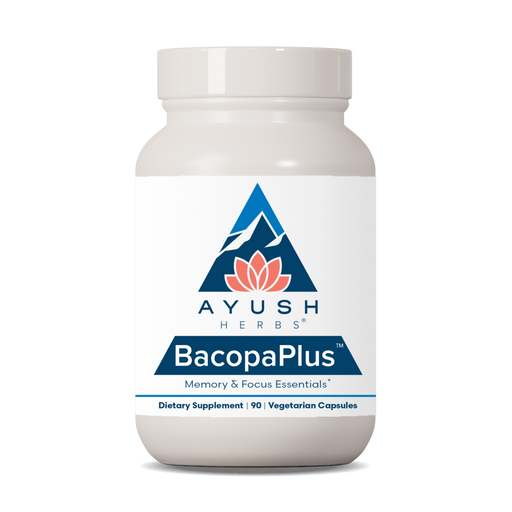 Ayush Herbs Bacopa Plus, 90 veg capsules, front of bottle