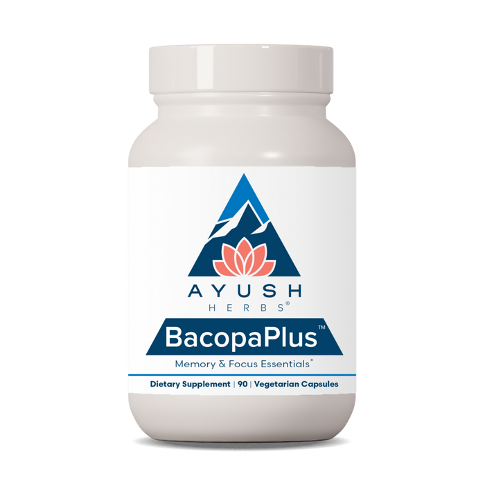 Ayush Herbs Bacopa Plus, 90 veg capsules, front of bottle
