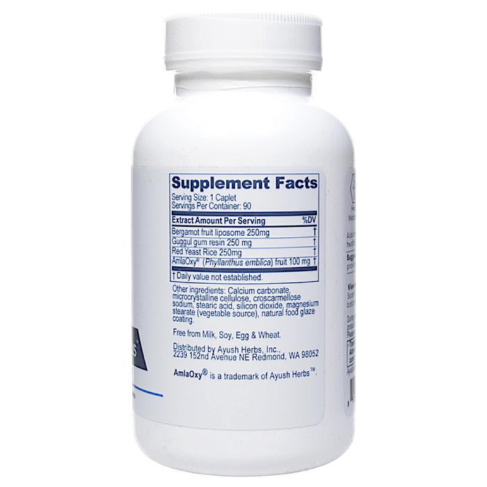 Ayush Herbs Guggal-Lip Plus 90 caplets supplement facts label