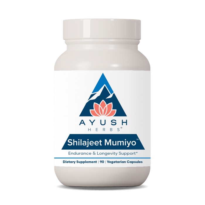 Ayush Herbs Shilajeet Mumiyo, 90 veg caplets, front of bottle