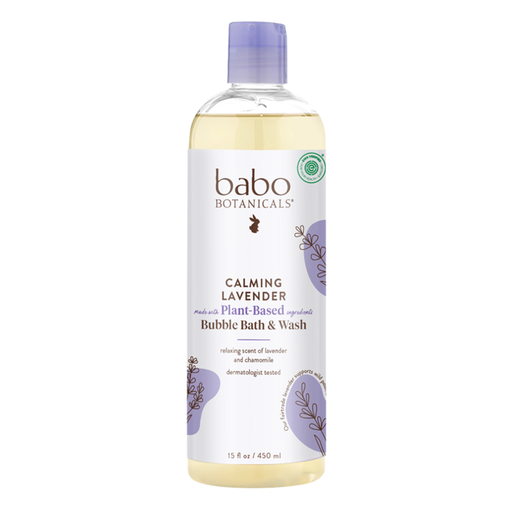 Babo Botanicals Calming Lavender Bubble Bath and Wash, 15 fl oz, front of bottle