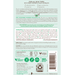 Back label of a product with text, icons, and a barcode on a light green background