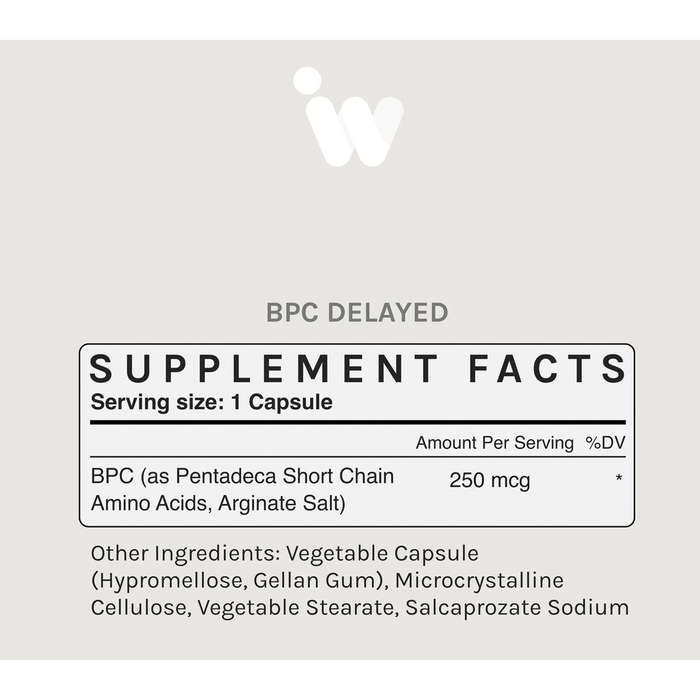 back ingreditents label for BPC-157-delayed by infiniwell