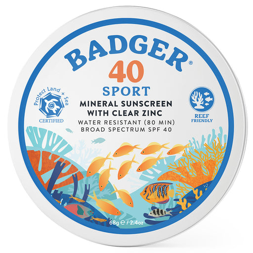 WS Badger, SPF 40 Sport Mineral Suncreen with Clear Zinc 2.4 oz