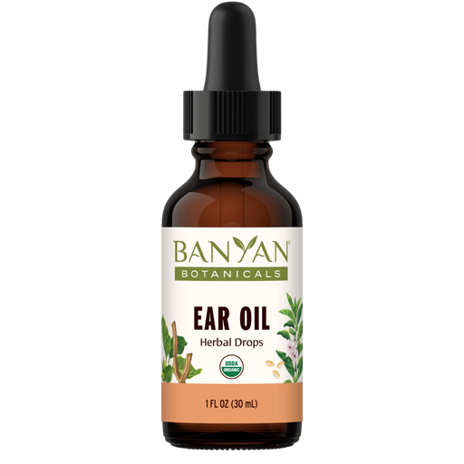 Banyan Botanicals Ear Oil, 1 fl oz, front of dropper bottle
