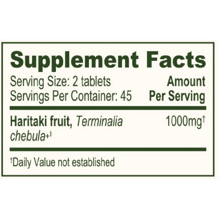 Banyan Botanicals Haritaki Tablets Supplement Facts