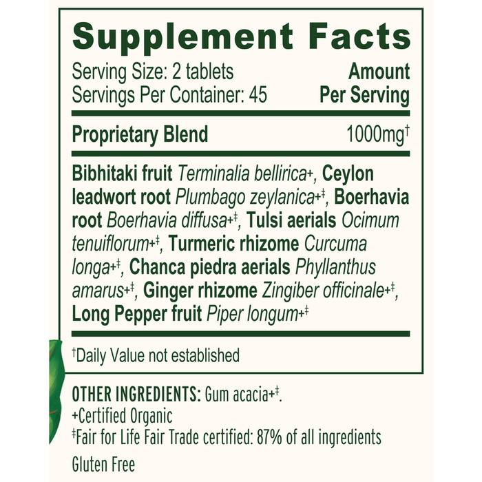 Banyan Botanicals Healthy Kapha Supplement Facts