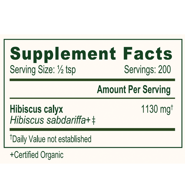 Banyan Botanicals Organic Hibiscus Powder Supplement Facts