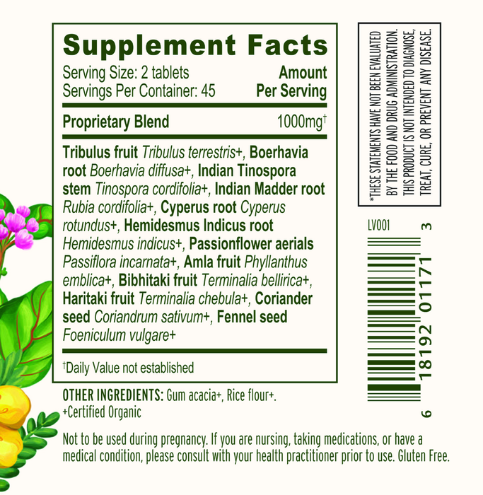 Banyan Botanicals Kidney Formula Supplement Facts
