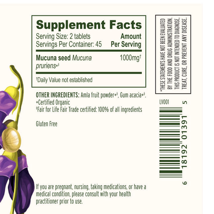 Banyan Botanicals Macuna (Kapikacchu) Supplement Facts