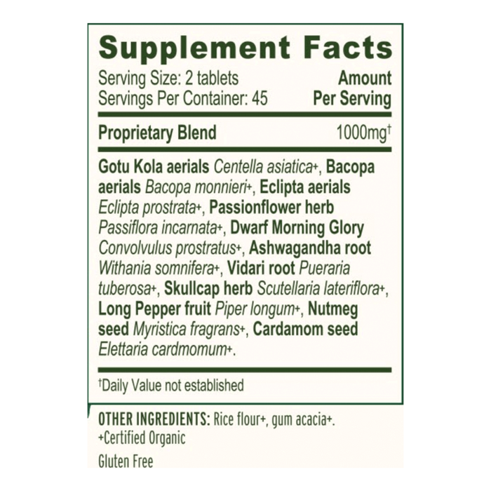 Banyan Botanicals Mental Clarity Supplement Facts