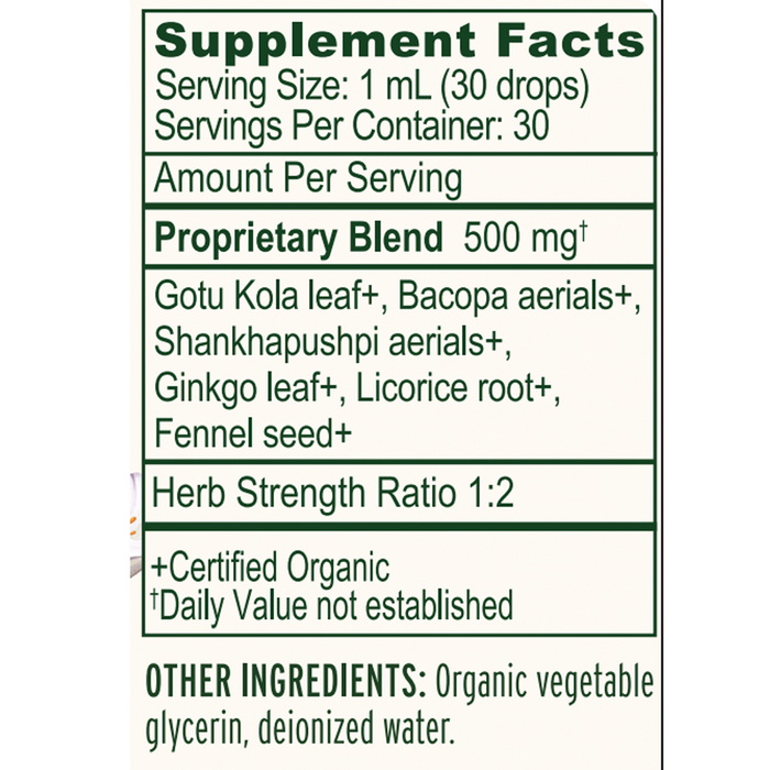 Banyan Botanicals Organic Focus Liquid Supplement Facts
