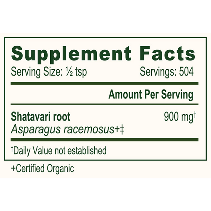 Banyan Botanicals Organic Shatavari Root Powder Supplement Facts