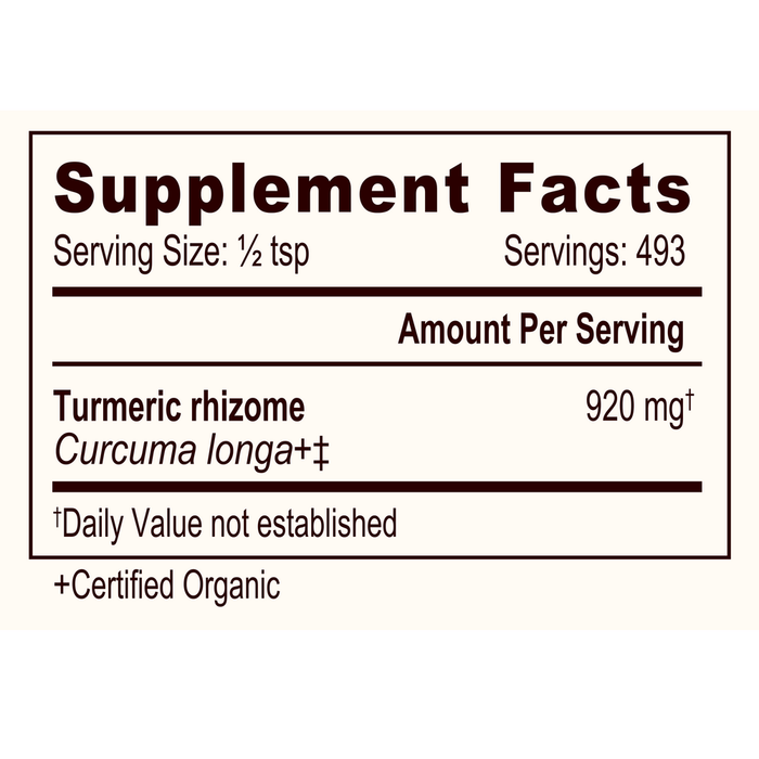 Banyan Botanicals Organic Turmeric Root Powder Supplement Facts
