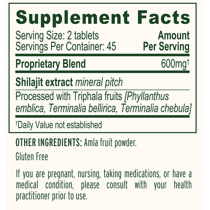 Banyan Botanicals Shilajit Supplement Facts
