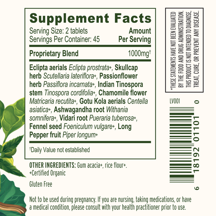 Banyan Botanicals Tranquil Mind Supplement Facts